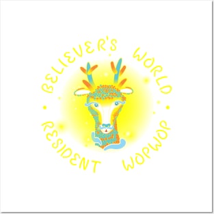 (Texted Plain Bright Colors Version) Believer's World Resident Wopwop Posters and Art